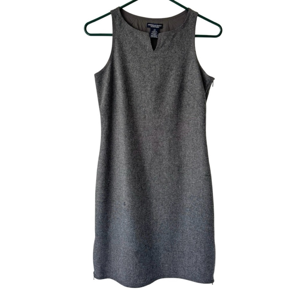 American Eagle Women’s 2 Sleeveless Shift Dress Wool Gray Dark Academia Preppy